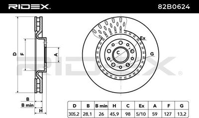 спирачен диск RIDEX 82B0624