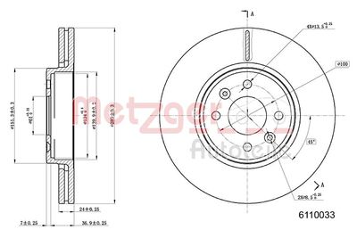 Tarcza hamulcowa METZGER AUTOTEILE 6110033