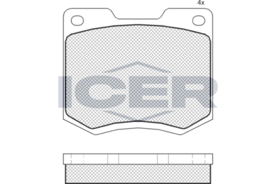 комплект спирачно феродо, дискови спирачки ICER 180129