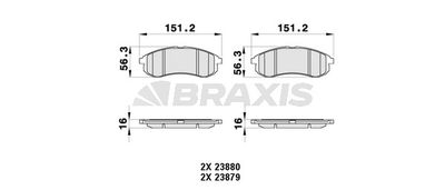 Комплект тормозных колодок, дисковый тормоз BRAXIS AB0372 для MITSUBISHI L200