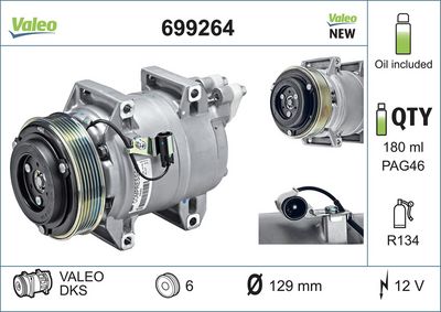 VALEO Compressor, airconditioning VALEO ORIGINS NEW OE TECHNOLOGY (699264)