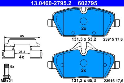Комплект тормозных колодок, дисковый тормоз 13.0460-2795.2