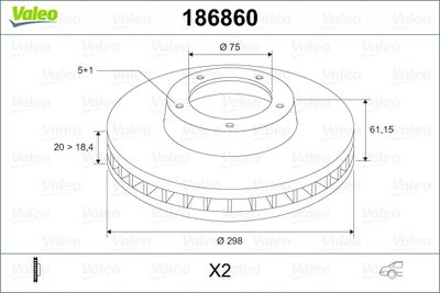 VALEO 186860 Тормозной диск 