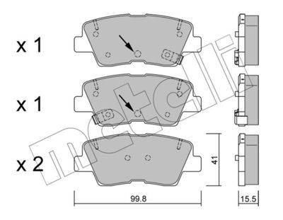 Комплект тормозных колодок, дисковый тормоз METELLI 22-0886-1 для KIA XCEED
