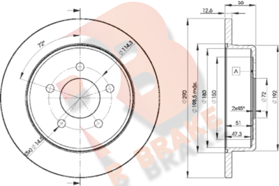 R BRAKE 78RBD21023 Тормозные диски  для DODGE CARAVAN (RG_) 3.8 AWD