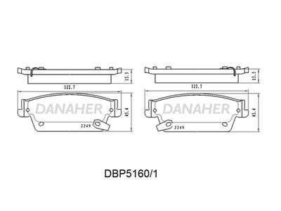 Комплект тормозных колодок, дисковый тормоз DANAHER DBP5160/1 для CADILLAC SRX