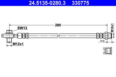 ATE 24.5135-0280.3 Тормозной шланг  для AUDI A8 (Ауди А8)