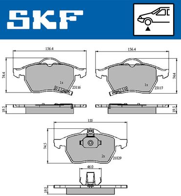 SKF VKBP 80424 A Тормозные колодки и сигнализаторы  для SAAB  (Сааб 900)