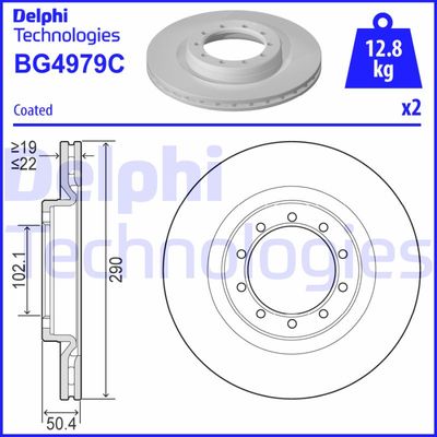 Тормозной диск DELPHI BG4979C для RENAULT MASCOTT