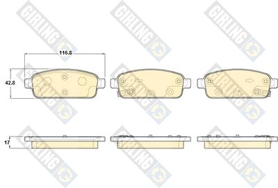 Комплект тормозных колодок, дисковый тормоз GIRLING 6119272 для OPEL AMPERA