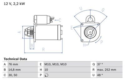 Startmotor BOSCH 0 986 022 631