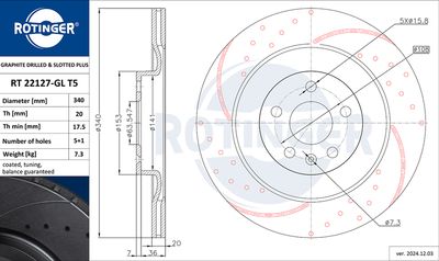 спирачен диск ROTINGER RT 22127-GL T5