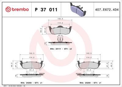 Brake Pad Set, disc brake P 37 011