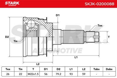 каре комплект, полуоска STARK SKJK-0200088