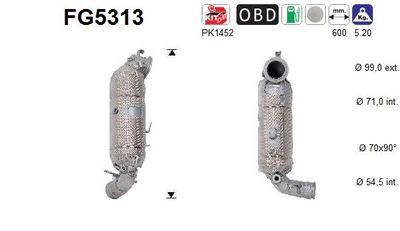 Filtr sadzy / filtr cząstek stałych, układ wydechowy AS FG5313