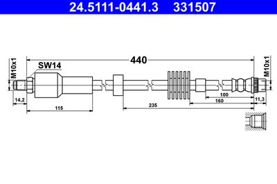 Тормозной шланг ATE 24.5111-0441.3 для CITROËN C4