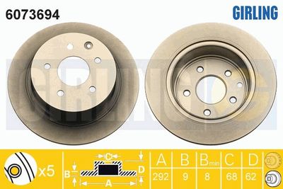 GIRLING 6073694 Тормозные диски  для NISSAN JUKE (F15) 1.6 LPG