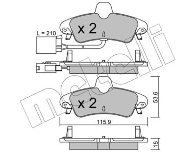 Комплект тормозных колодок, дисковый тормоз METELLI 22-0143-2 для FORD COUGAR
