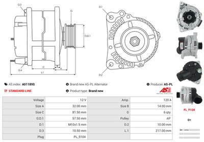 GENERATOR / ALTERNATOR AS-PL A01189S 4