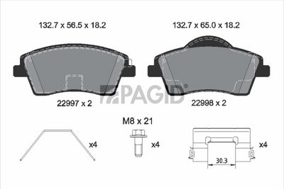 комплект спирачно феродо, дискови спирачки PAGID T3165N