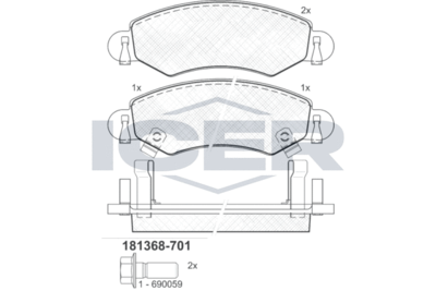 Комплект тормозных колодок, дисковый тормоз ICER 181368-701 для OPEL AGILA