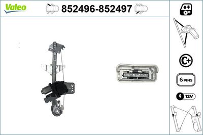 стъклоподемник VALEO 852496