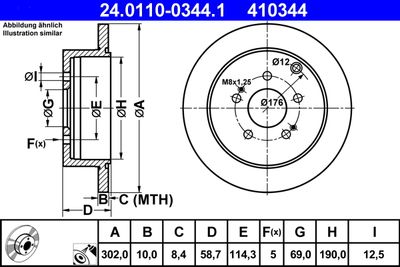 Тормозной диск ATE 24.0110-0344.1 для MITSUBISHI GRANDIS