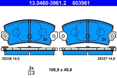 Комплект тормозных колодок, дисковый тормоз ATE 13.0460-3961.2 для RENAULT 18