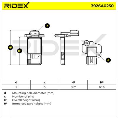 въздухомер-измерител на масата на въздуха RIDEX 3926A0250