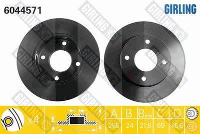 GIRLING 6044571 Тормозные диски  для MITSUBISHI COLT VI (Z3_A, Z2_A) 1.3 LPG
