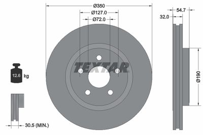 Тормозной диск TEXTAR 92272205 для DODGE DURANGO