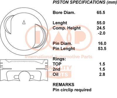 Поршень IAP QUALITY PARTS 101-16020 для SUZUKI SJ410