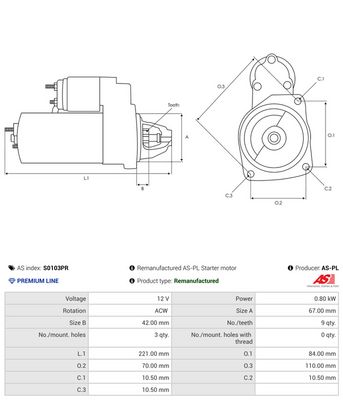 STARTER AS-PL S0103PR