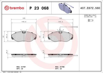 Brake Pad Set, disc brake P 23 068