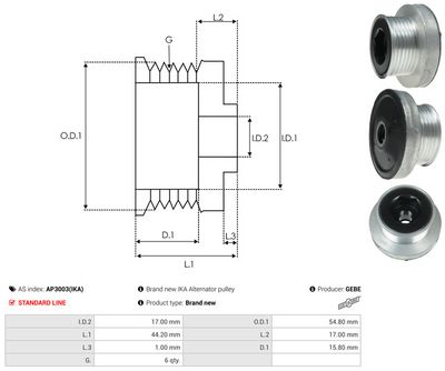 FULIE ALTERNATOR AS-PL AP3003IKA 3