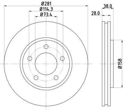 Тормозной диск HELLA 8DD 355 107-891 для CHRYSLER VOYAGER