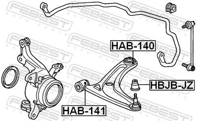 Mounting, control/trailing arm HAB-140