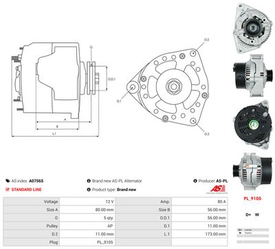 GENERATOR / ALTERNATOR AS-PL A0756S 4