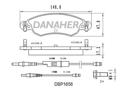 Комплект тормозных колодок, дисковый тормоз DANAHER DBP1656 для CITROËN C5