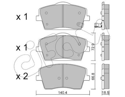 комплект спирачно феродо, дискови спирачки CIFAM 822-1186-1