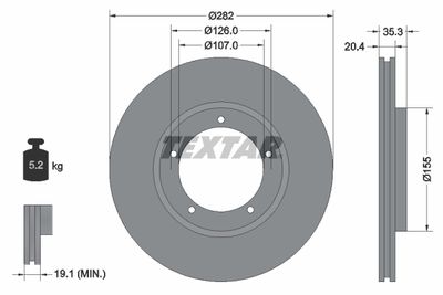 Тормозной диск TEXTAR 92006105 для PORSCHE 944