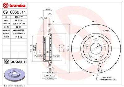 Тормозной диск BREMBO 09.C652.11 для MAZDA CX-3