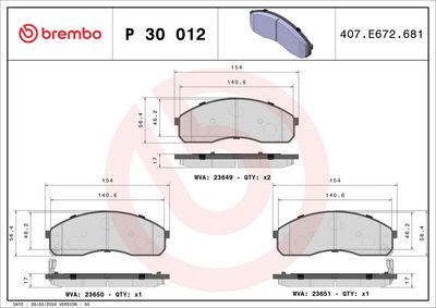 SET PLACUTE FRANA FRANA DISC BREMBO P30012