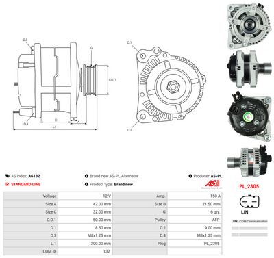 GENERATOR / ALTERNATOR AS-PL A6132 4