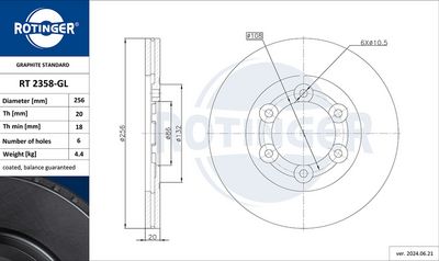 спирачен диск ROTINGER RT 2358-GL