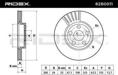 спирачен диск RIDEX 82B0011