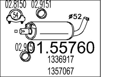Средний глушитель выхлопных газов MTS 01.55760 для VOLVO 240