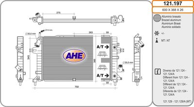 AHE 121.197 Радиатор охлаждения двигателя для OPEL ASTRA H Фургон/универсал (L70) 1.9 CDTI (L70) AHE 121.197 Радиатор охлаждения двигателя для OPEL ASTRA H Фургон/универсал (L70) 1.9 CDTI (L70)
