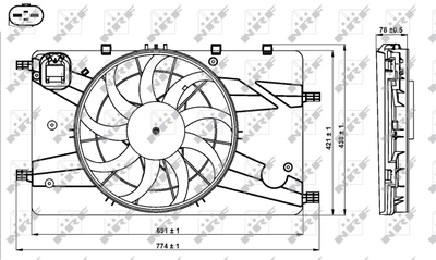 WILMINK GROUP WG1725588 Вентилятор системы охлаждения двигателя  для CHEVROLET ORLANDO (Шевроле Орландо)