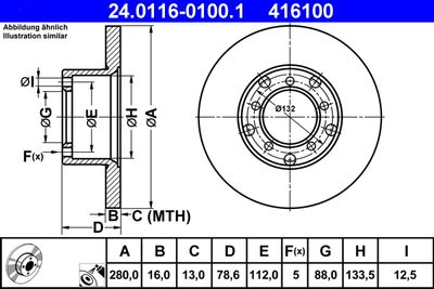 Тормозной диск ATE 24.0116-0100.1 для MERCEDES-BENZ T1